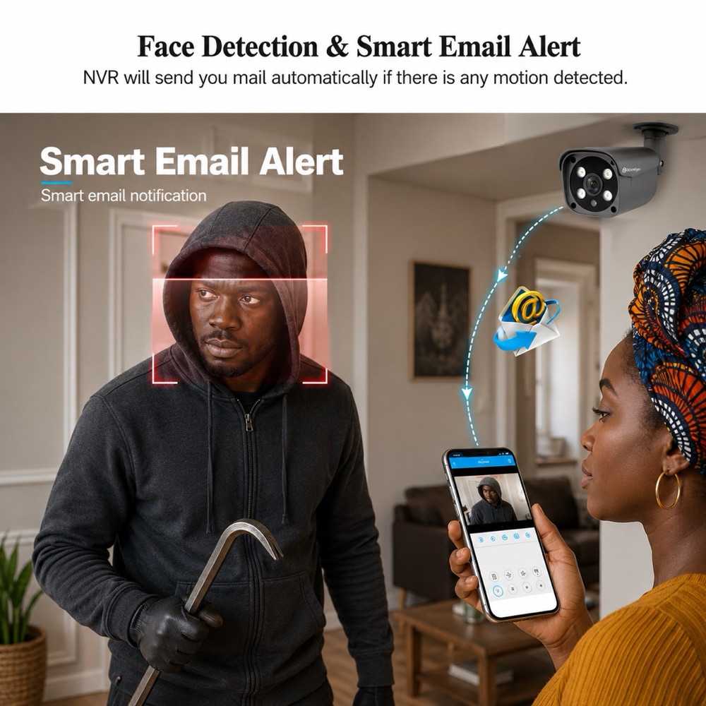 Smart email alert sent automatically the moment an intruder is detected