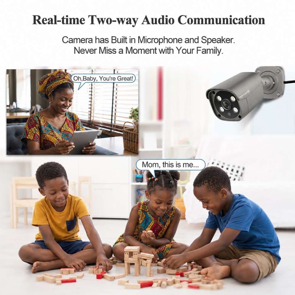 Real-time two-way audio between the camera and your phone