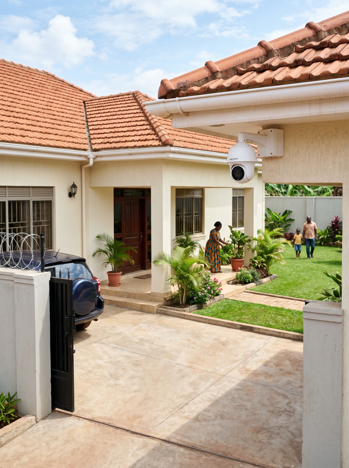 A Ugandan home compound protected by a Verisko camera.