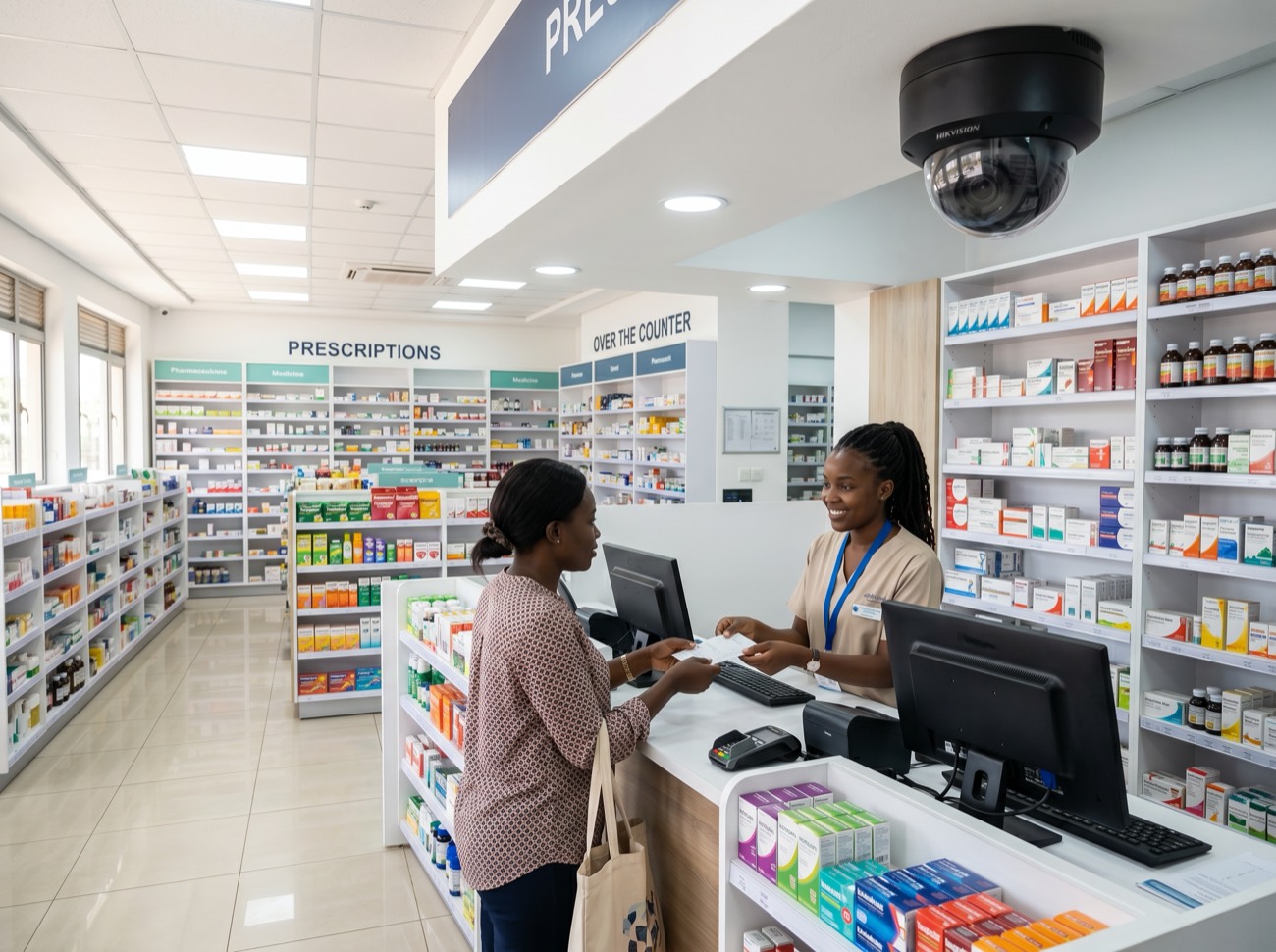 A Ugandan pharmacy protected by a Verisko camera.